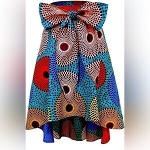 NEW with tags! Colorful Shenbolen high-low skirt with tie waist sz 4X